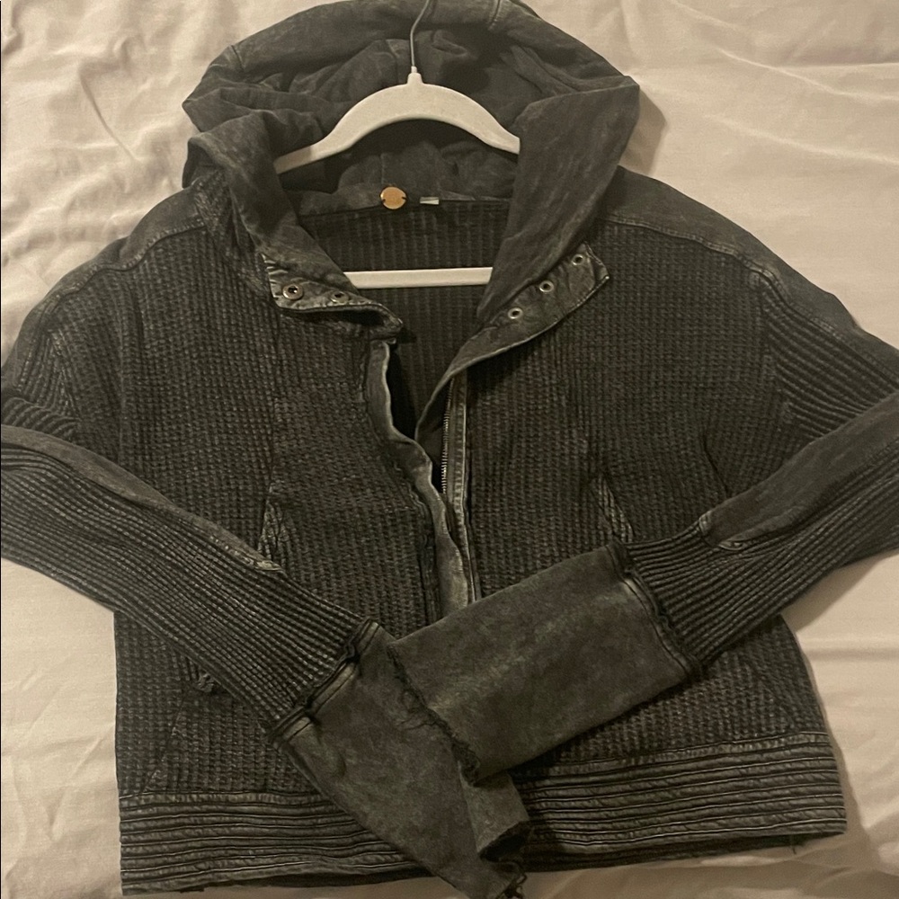 Free People Charcoal Hooded Sweatshirt